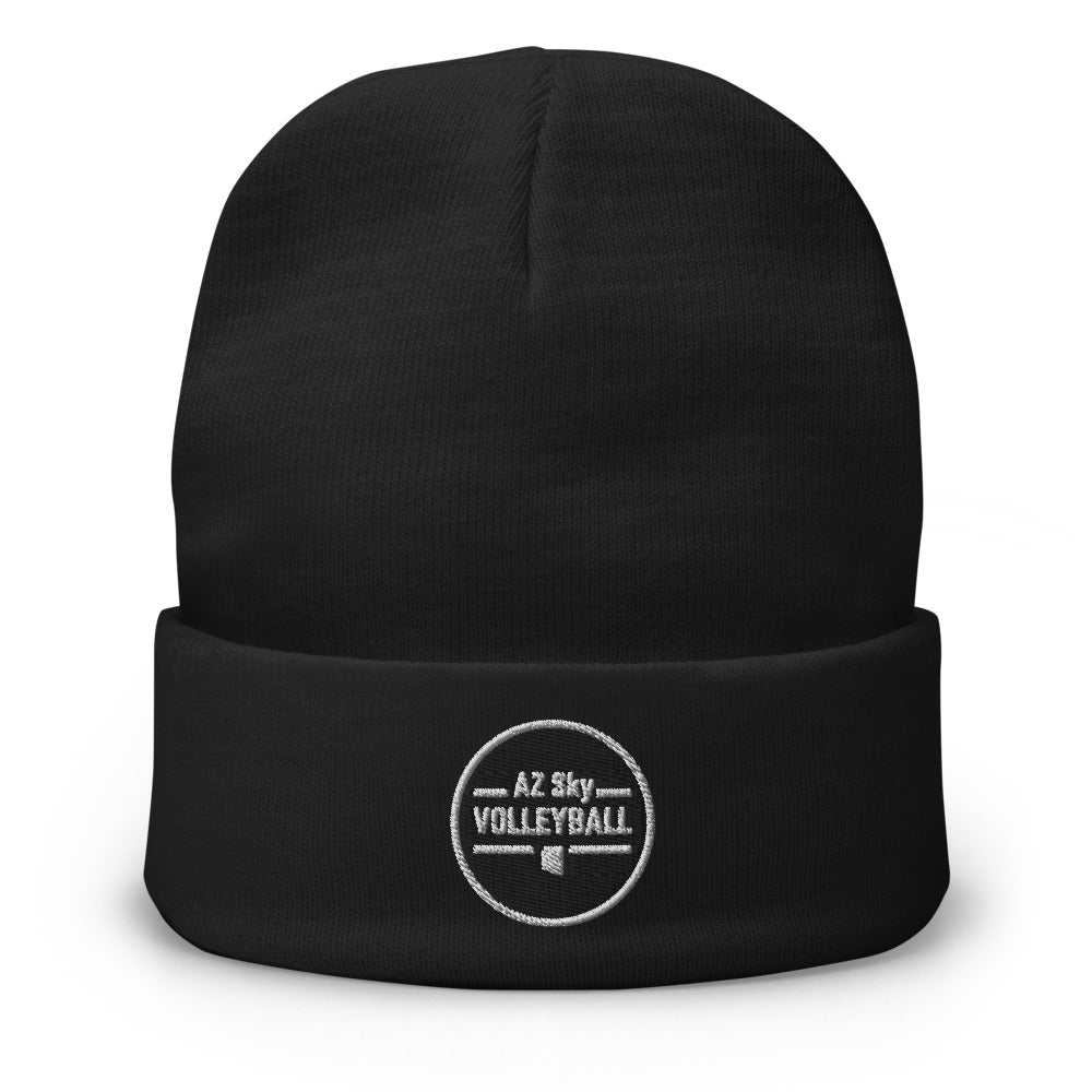 AZ Sky Volleyball (black / white) Embroidered Beanie