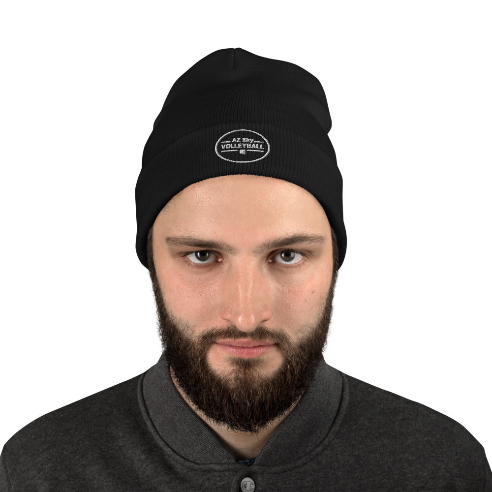 AZ Sky Volleyball (black / white) Embroidered Beanie