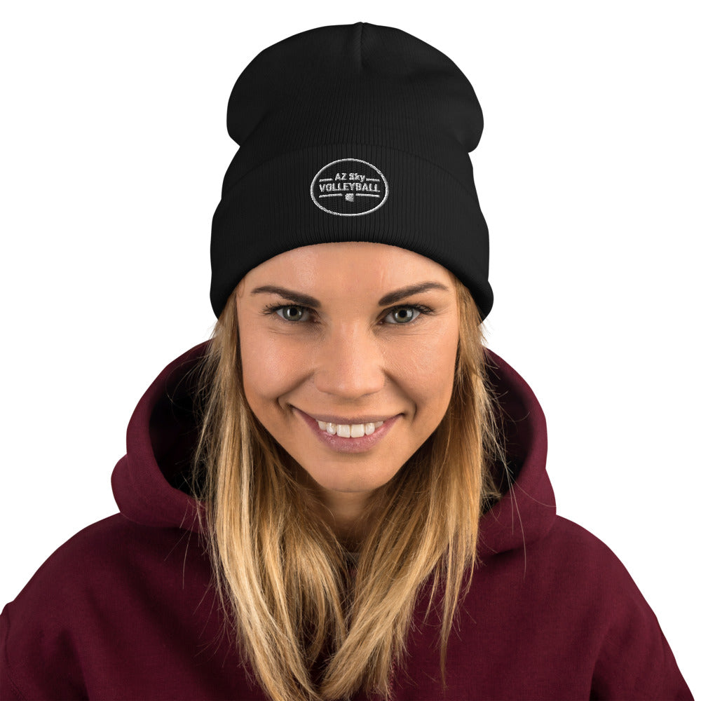 AZ Sky Volleyball (black / white) Embroidered Beanie