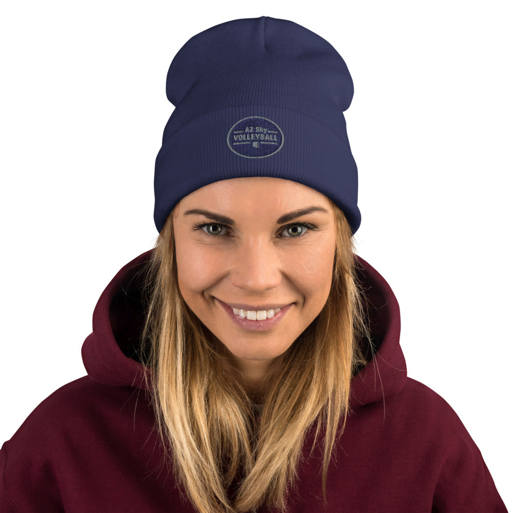 AZ Sky Volleyball (navy / grey) Embroidered Beanie